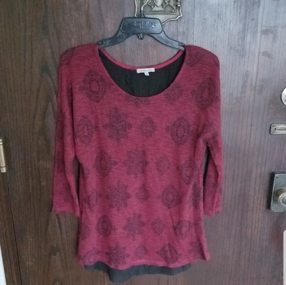 Red & Black Mixed Material Flowy Top - Picture 1 of 5